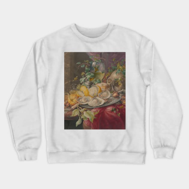 Vanitas Still Life with Oysters and Skull by Herman Henstenburgh Crewneck Sweatshirt by Classic Art Stall